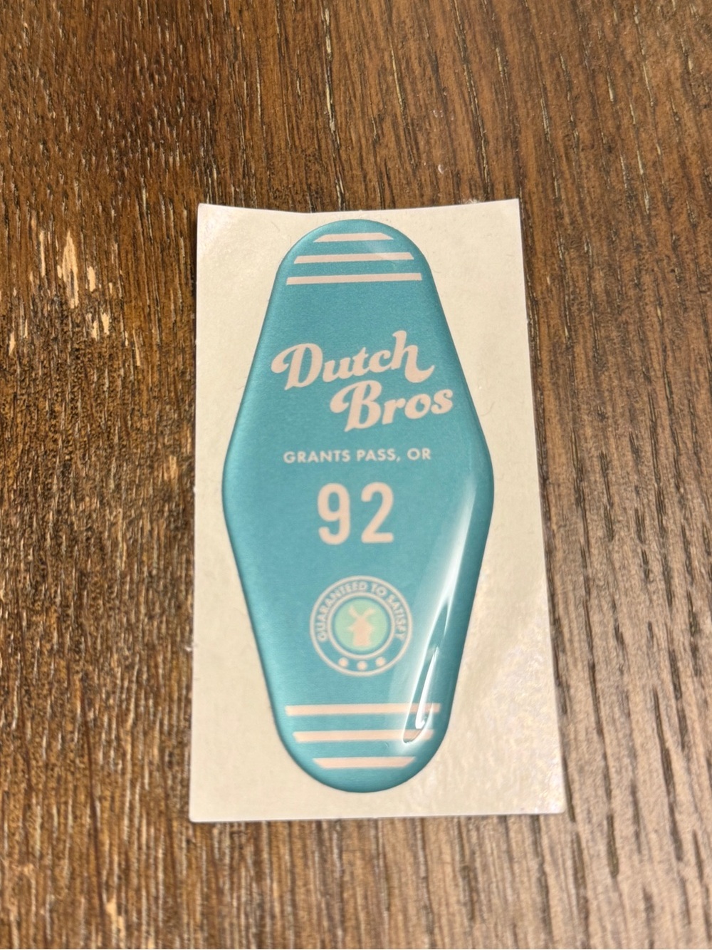 Dutch Bros. Puffy Teal Vintage Hotel Key Sticker Decal June 2021